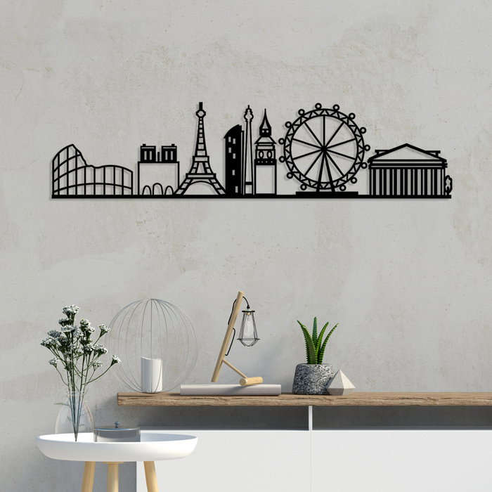 Wallity European Cities Skyline Escultura de pared en Negro Wallity European Cities Skyline Escultura de pared en Negro